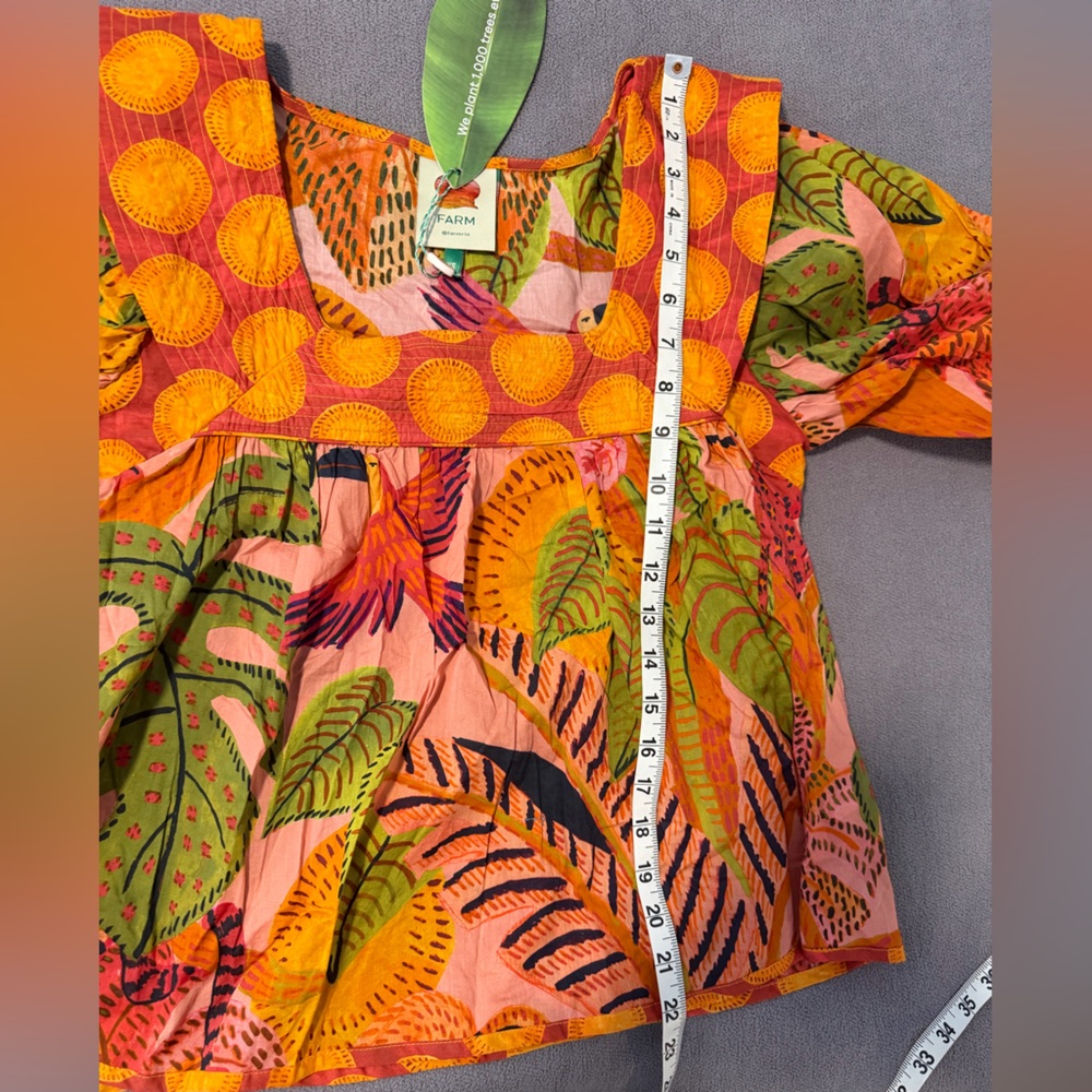 Farm Rio Summer Dream Square Neck Blouse XS - Picture 11 of 16